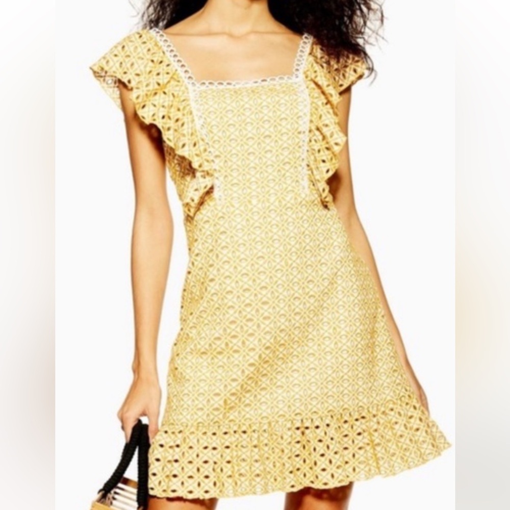 Topshop yellow eyelet dress perfect for summer!!! 💛⭐️💐